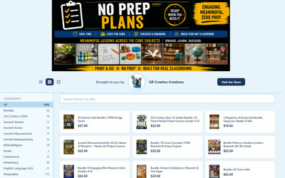 No Prep Plans landing page